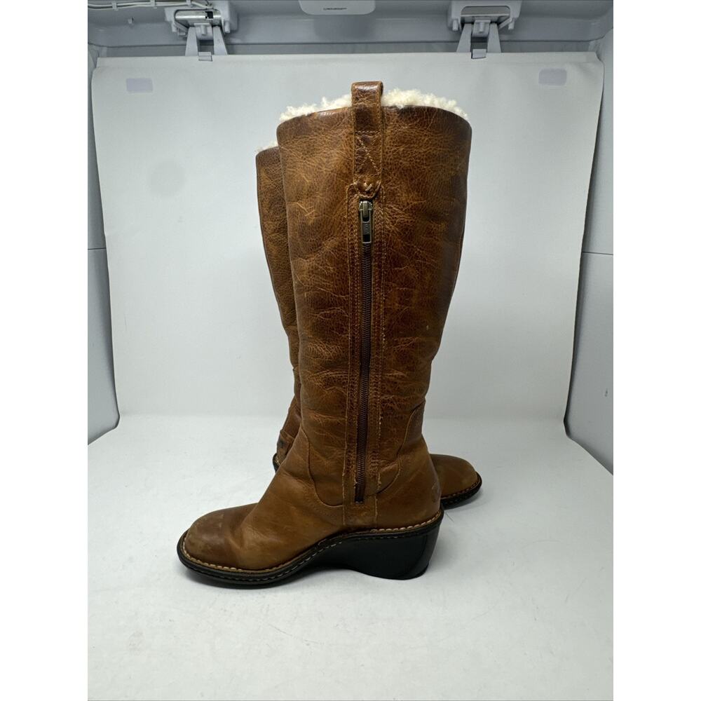 UGG Australia Hartley Brown Leather Shearling Lined Wedge Boot Women’s 8 - Picture 5 of 16